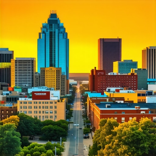 Fort Wayne cityscape with digital marketing overlay