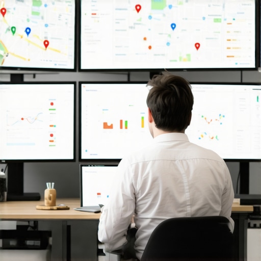 SEO Tools in Action for Fort Wayne Person analyzing local SEO performance with digital tools and maps.