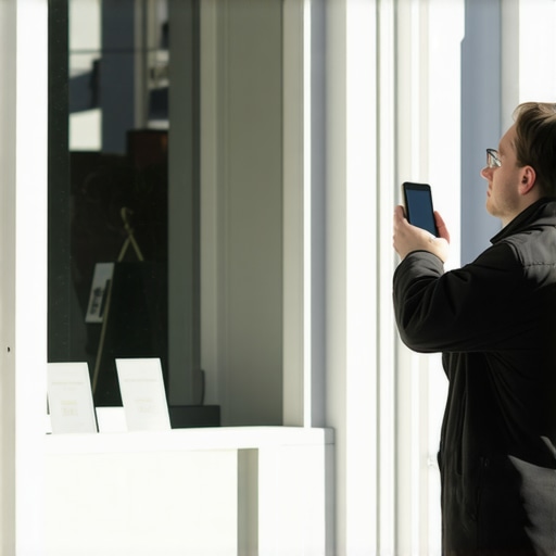 Person photographing a storefront with a smartphone in natural daylight, ensuring high clarity for Google Maps.