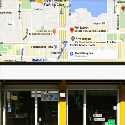 Fort Wayne Storefront with Google Maps Overlay Fort Wayne storefront displayed on Google Maps with highlighted search results.