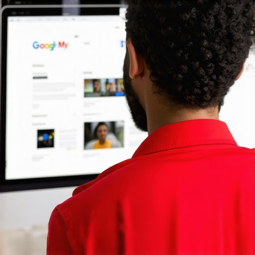 Optimizing GMB Profile for Fort Wayne A business owner editing Google My Business profile with photos and info.