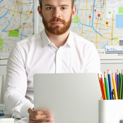 Business owner updating local SEO profile on laptop