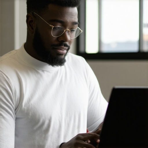 Local business owner optimizing Google profile on laptop in Fort Wayne