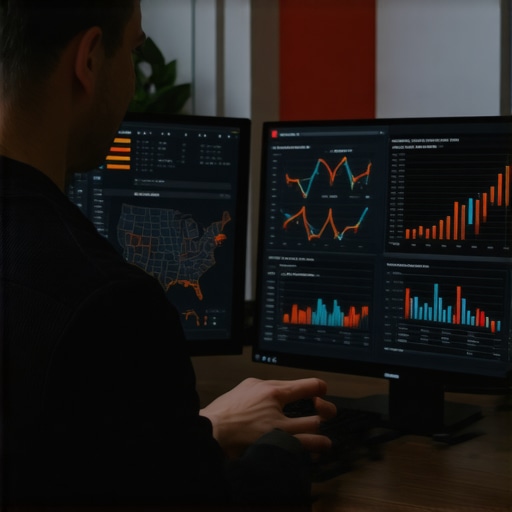 Person analyzing local SEO data on computer with Indiana map
