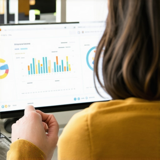 Optimizing Google Business Profile for Local SEO Business owner analyzing GMB profile data on a laptop for better visibility